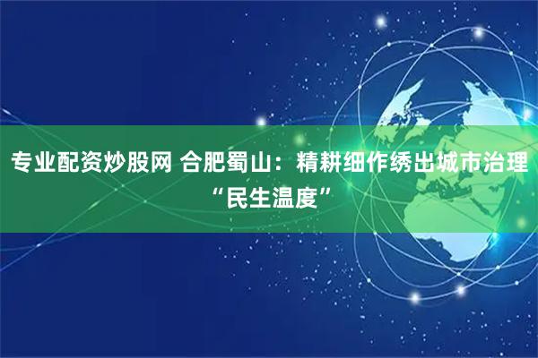 专业配资炒股网 合肥蜀山：精耕细作绣出城市治理“民生温度”