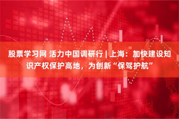 股票学习网 活力中国调研行 | 上海：加快建设知识产权保护高地，为创新“保驾护航”